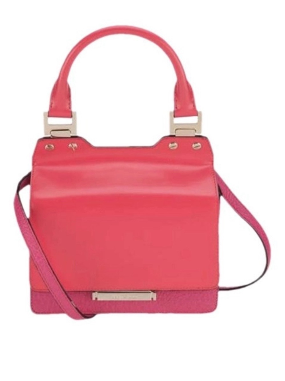Jimmy Choo Coral Pink Leather Top-Handle Satchel with Crossbody Strap